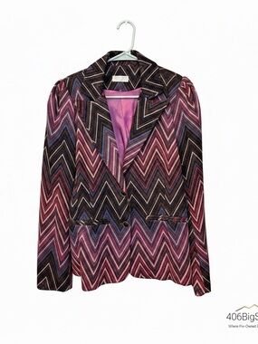 Q2 Chevron Blazer in Pink and Purple Mix